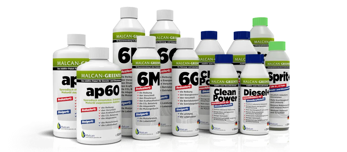 Freigestelltes Malcan-Greentec-Produktsortiment